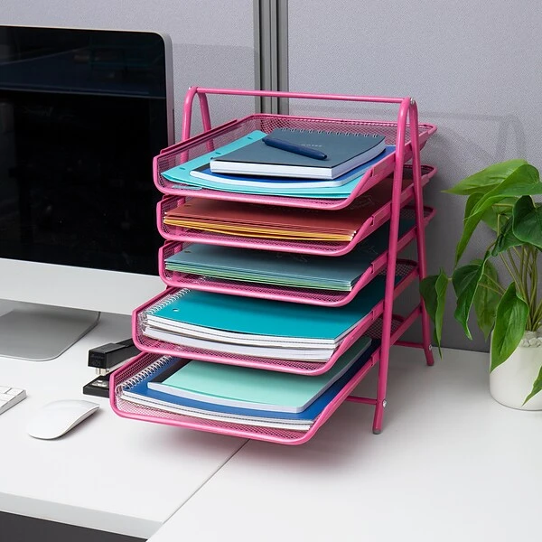 Mind Reader Network Collection 2-Piece Stackable Front Loading Letter Tray, Pink Metal (5TPAPER-PNK) 7 Mind Reader Network Collection 2-Piece Stackable Front Loading Letter Tray, Pink Metal (5TPAPER-PNK) - Image 5