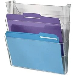 Quill Brand® 3-Pocket Plastic Letter Size Wall Pockets, Clear (736904)
