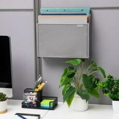Mind Reader Network Collection Wall-Mounted 3-Compartment Wire Mesh File Organizer, Silver (WAFIST3-SIL) -Fellowe Desk Shop 23858E8A B473 4837 9E713283F6ACAD96 s7