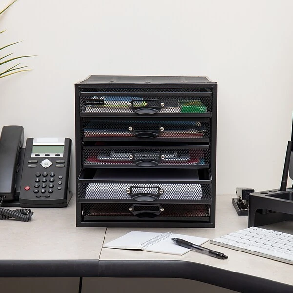 Mind Reader Network Collection 5-Compartment Steel Storage Drawer, Black (5CABMESH-BLK) 3 Mind Reader Network Collection 5-Compartment Steel Storage Drawer, Black (5CABMESH-BLK)