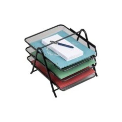 Mind Reader Network Collection 3-Tier Metal Desk File Organizer, Black, 2/Pack (3TPAP2PK-BLK)