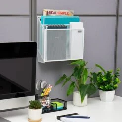 Mind Reader Network Collection Wall-Mounted 3-Compartment Wire Mesh File Organizer, White (WAFIST3-WHT)