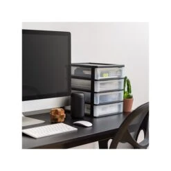 Iris 4-Drawer Desktop Unit, Black/Translucent White (587023) -Fellowe Desk Shop A4406ED6 1C7E 4112 8AD51E8574A517A2 s7