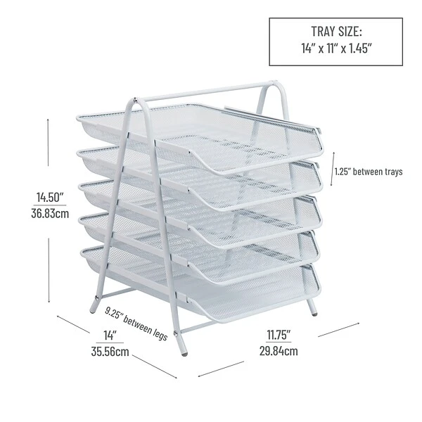 Mind Reader Network Collection Stackable Front Loading Letter Tray, White Metal (5TPAPER-WHT) 4 Mind Reader Network Collection Stackable Front Loading Letter Tray, White Metal (5TPAPER-WHT) - Image 2
