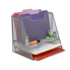 Mind Reader 5-Compartment Steel File Organizer, Silver (MESHBOX5-SIL) -Fellowe Desk Shop CC8AD7F5 988D 4EF2 8129FBD599C9DCFB s7