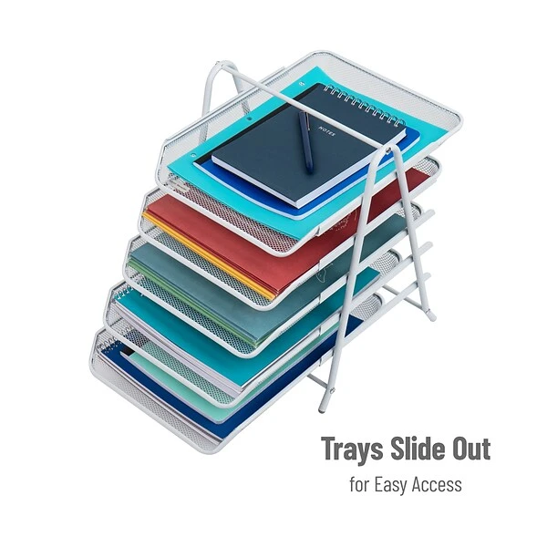 Mind Reader Network Collection Stackable Front Loading Letter Tray, White Metal (5TPAPER-WHT) 5 Mind Reader Network Collection Stackable Front Loading Letter Tray, White Metal (5TPAPER-WHT) - Image 3