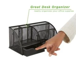 Mind Reader Network Collection 5-Compartment Steel Mesh Compartment Storage, Black (JOEORG-BLK) -Fellowe Desk Shop E1C7A0A8 7C43 4ECA 82D56F849D248C83 s7