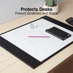 Staples Refillable Faux Leather Desk Pad With Side Rail, 24" X 17", Black (ST45058-CC)