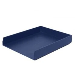 Bindertek Bright Wood Desk Stackable Letter Paper Tray, Navy (BTLTRAY-NV)