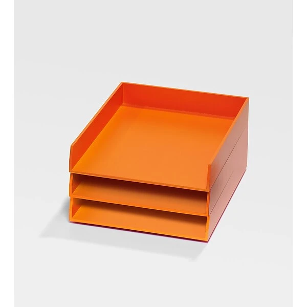 Bindertek Bright Wood Desk, Stackable Letter Paper Tray, Orange (BTLTRAY-OR) 4 Bindertek Bright Wood Desk, Stackable Letter Paper Tray, Orange (BTLTRAY-OR) - Image 2