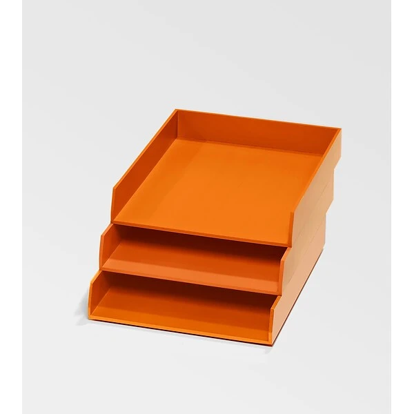 Bindertek Bright Wood Desk, Stackable Letter Paper Tray, Orange (BTLTRAY-OR) 5 Bindertek Bright Wood Desk, Stackable Letter Paper Tray, Orange (BTLTRAY-OR) - Image 3