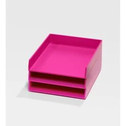 Bindertek Bright Wood Desk Stackable Letter Paper Tray; Pink (BTLTRAY-PK) -Fellowe Desk Shop m003593576 s7