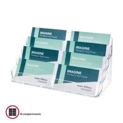 Deflect-O® Acrylic Literature Holders, 4-Tier, 8-Pocket Business Card