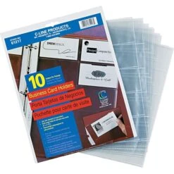 C-Line Business Card Refill Pages, Clear, 20 Cards/Page, 11" X 8 1/2", 10/Pk
