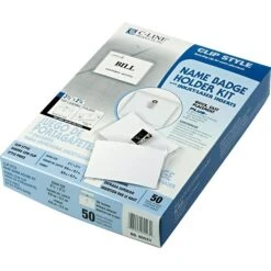 C-Line Reusable Clear Plastic Holders; Top-Loading, Clip-Style, 2 1/4" X 3 1/2", 50 Per Pack