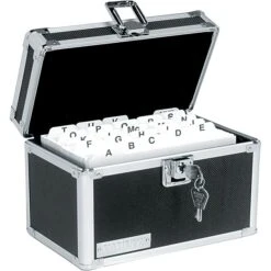 Vaultz™ Locking Index Card Box, 550-Card Capacity, 5" X 8", Black (VZ01280)