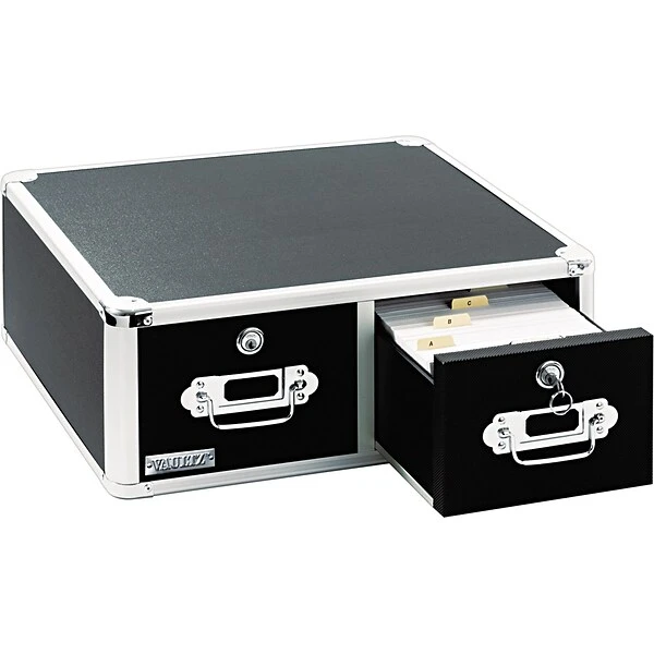Vaultz® Locking 4x6 Index Card Cabinet, Double Drawer, Black 3 Vaultz® Locking 4x6 Index Card Cabinet, Double Drawer, Black