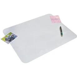 Artistic Krystal View Microban Vinyl Desk Pad, 12" X 17", Frosted White (60740MS)