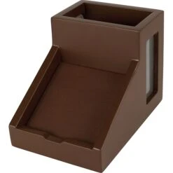 Victor Technology Wood Desk Accessories Pencil Cup/Note Holder, Mocha Brown, 4 1/2"H X 6 1/4"W X 4"D