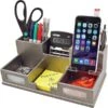 Victor Technology Wood Desk Organizer With Smart Phone Holder, Classic Silver, 5.5" X 10.4" X 3.5" -Fellowe Desk Shop s0951554 s7