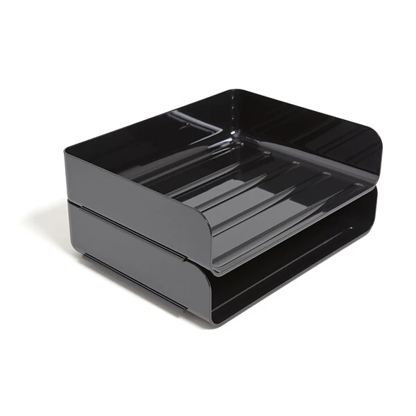 TRU RED™ Side Load Stackable Plastic Letter Tray, Black, 2/Pack (TR55327) 4 TRU RED™ Side Load Stackable Plastic Letter Tray, Black, 2/Pack (TR55327) - Image 2