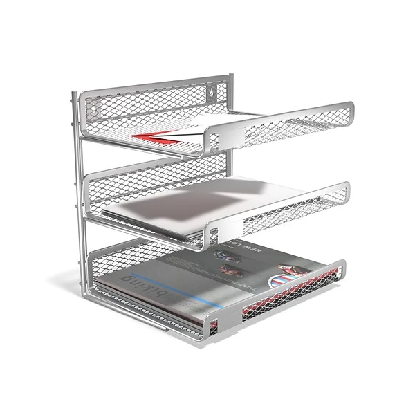 TRU RED™ 3 Compartment Wire Mesh File Organizer, Silver (TR57531) 3 TRU RED™ 3 Compartment Wire Mesh File Organizer, Silver (TR57531)
