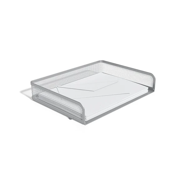 TRU RED™ Side Load Stackable Metal Letter Tray, Silver (TR57568) 2 TRU RED™ Side Load Stackable Metal Letter Tray, Silver (TR57568)