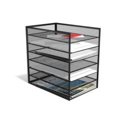TRU RED™ 6 Compartment Wire Mesh File Organizer, Matte Black (TR57565)