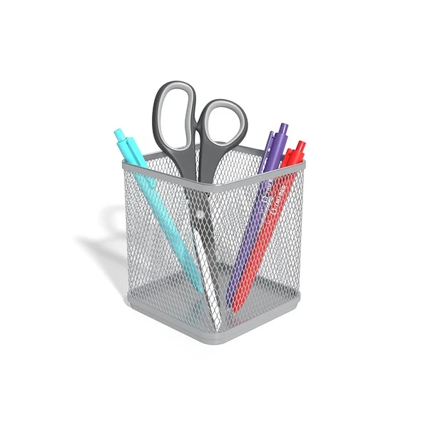TRU RED™ Stackable Wire Mesh Pencil Holder, Silver (TR57576) 3 TRU RED™ Stackable Wire Mesh Pencil Holder, Silver (TR57576)