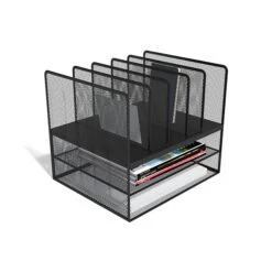 Staples 7 Compartment Wire Mesh File Organizer, Matte Black, 2/Case (TR57537CT)