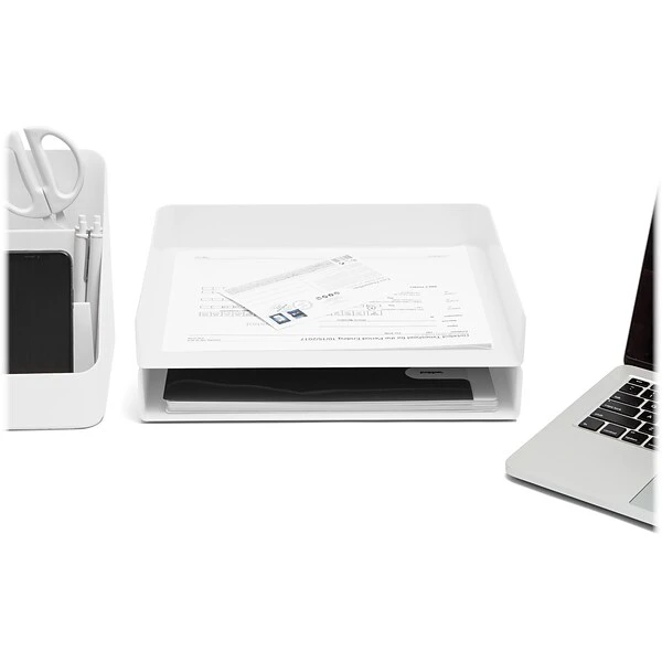 Poppin Stackable Front Loading Letter Tray, Letter Size, White, 4/Pack (108520) 4 Poppin Stackable Front Loading Letter Tray, Letter Size, White, 4/Pack (108520) - Image 2