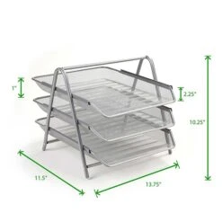 Mind Reader Network Collection Front Loading Letter Tray, Letter Size, Silver Wire Mesh (3TPAPER-SIL) -Fellowe Desk Shop sp12083360 s7