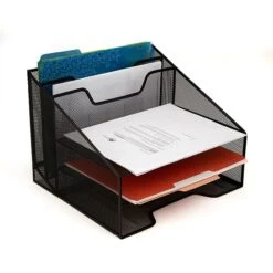 Mind Reader 5 Compartment Mesh Organizer, Black (MESHBOX5-BLK) -Fellowe Desk Shop sp12083638 s7