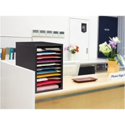 AdirOffice 11-Compartment Wooden Vertical Literature Organizer Desktop File Sorter, Black (500-11-BLK) -Fellowe Desk Shop sp126585934 s7