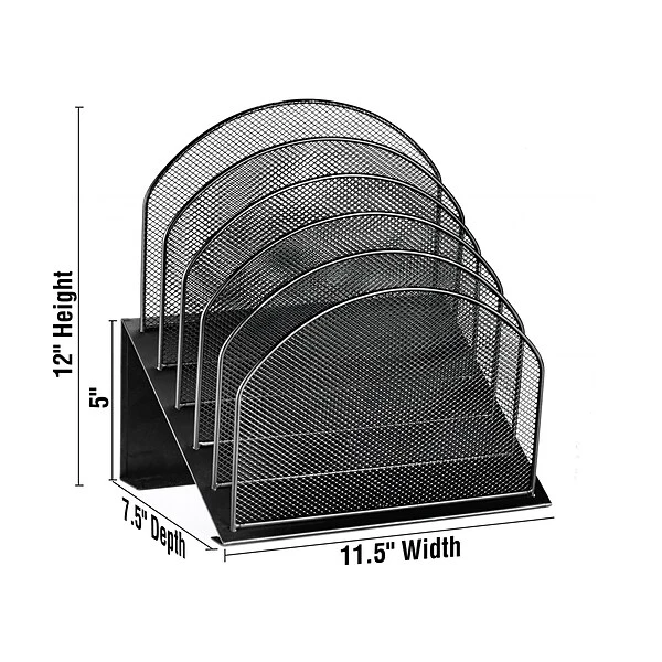 AdirOffice 5-Compartment Steel Mesh File Organizer, Black (634-01-BLK) 6 AdirOffice 5-Compartment Steel Mesh File Organizer, Black (634-01-BLK) - Image 4