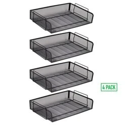 Mind Reader Stackable Side Loading Letter Tray, Black Metal, 4/Pack (DSTACK4-BLK) -Fellowe Desk Shop sp155204660 s7