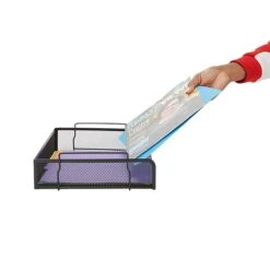 Mind Reader Stackable Side Loading Letter Tray, Black Metal, 4/Pack (DSTACK4-BLK) -Fellowe Desk Shop sp155204962 s7