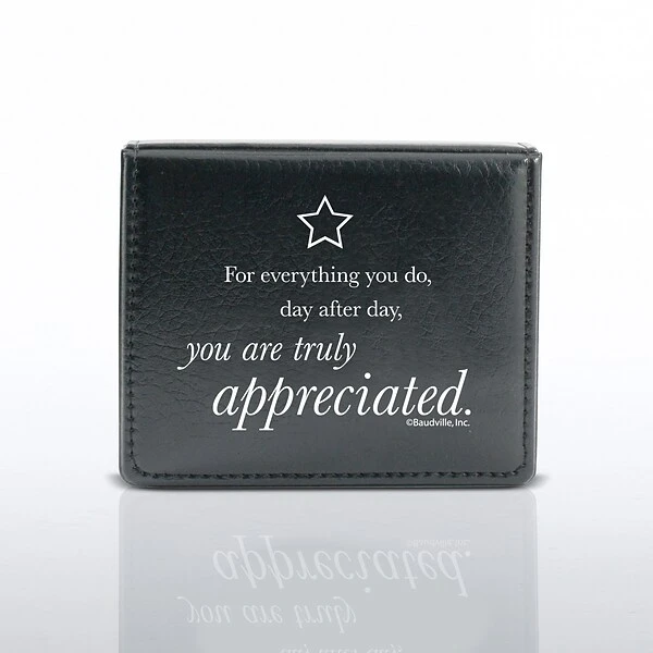 Baudville® Flip Top Sticky Note Holder W/ Pen & Calendar, You Are Truly Appreciated 3 Baudville® Flip Top Sticky Note Holder W/ Pen & Calendar, You Are Truly Appreciated