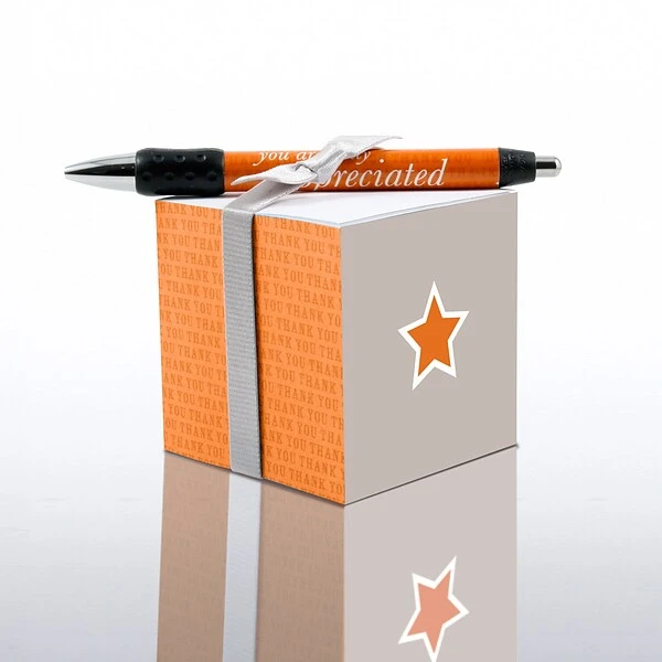Baudville® Sticky Note Cube W/ Pen Set, You Are Truly Appreciated 3 Baudville® Sticky Note Cube W/ Pen Set, You Are Truly Appreciated