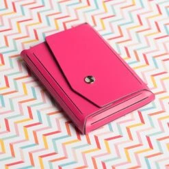 JAM Paper® Italian Leather Business Card Holder Case With Angular Flap, Fuchsia Pink, Sold Individually (233329912) -Fellowe Desk Shop sp170856985 s7