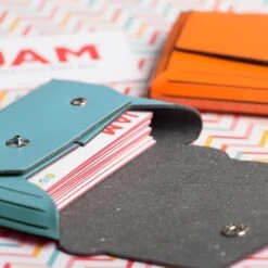 JAM Paper® Italian Leather Business Card Holder Case With Angular Flap, Teal Blue, Sold Individually (233329916) -Fellowe Desk Shop sp170857045 s7