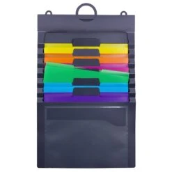 Smead 6 Pocket Cascading Poly Letter Size Wall Organizer, Gray/Bright Pockets (92060) -Fellowe Desk Shop sp173280470 s7