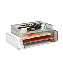 Mind Reader Network Collection 6 Compartment Front Loading Letter Tray With Side Storage, Silver Wire Mesh (4TSIDE2-SIL) -Fellowe Desk Shop sp21764715 s7