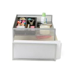 Mind Reader Network Collection 6 Compartment Front Loading Letter Tray With Side Storage, Silver Wire Mesh (4TSIDE2-SIL) -Fellowe Desk Shop sp21764718 s7