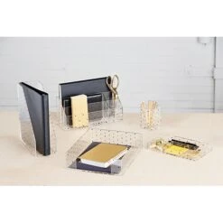 Deflecto® Desklarity™ 5-Piece Desk Set, Humble Beginnings, Black/Metallic Gold (DEF-81495)
