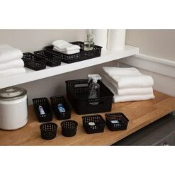 Advantus Plastic Weave Bins Plastic Bins, Black, 10/Pack (38398) -Fellowe Desk Shop sp32230959 s7