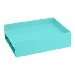 Poppin Front Loading Letter Trays, Aqua, 2/Pack (100220)