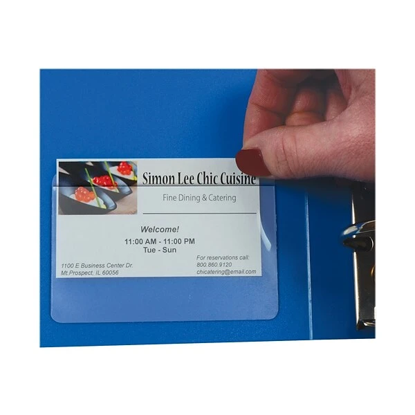 C-Line Self-Adhesive Business Card Holders, 2" X 3.5", Clear, 10/Pack (70257) 2 C-Line Self-Adhesive Business Card Holders, 2" X 3.5", Clear, 10/Pack (70257)