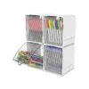 Deflect-O Interlocking Tilt Bin Compartment Plastic Storage, White/Clear, 4/Pack (421103) -Fellowe Desk Shop sp42125151 s7