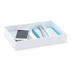 Poppin Plastic Accessory Tray, White (100232) -Fellowe Desk Shop sp44844294 s7